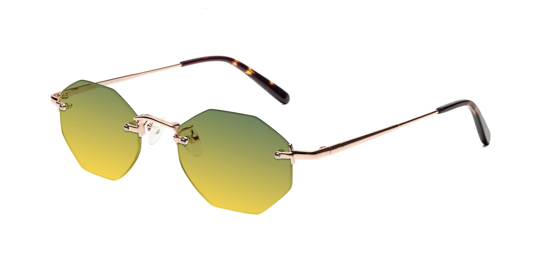 Angle of Ayele in Rose Gold with Green / Yellow Gradient Lenses