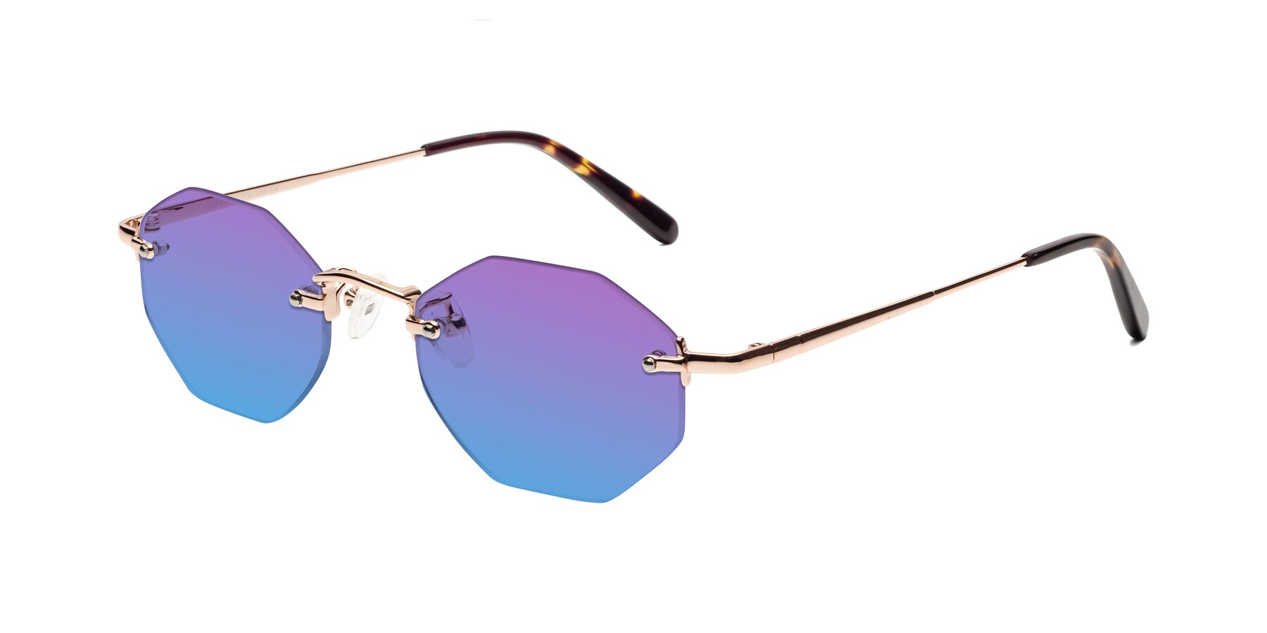 Angle of Ayele in Rose Gold with Purple / Blue Gradient Lenses