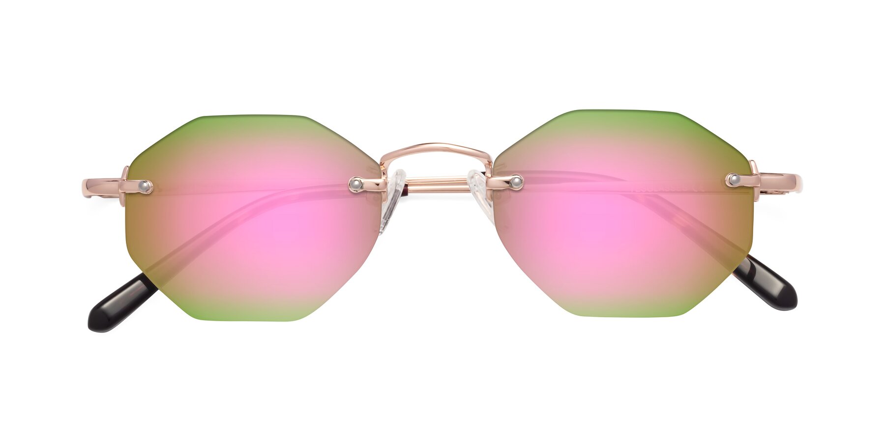 Folded Front of Ayele in Rose Gold with Pink Mirrored Lenses