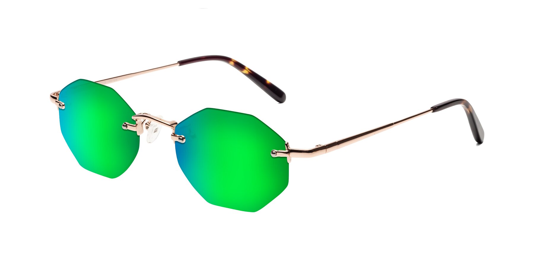 Angle of Ayele in Rose Gold with Green Mirrored Lenses