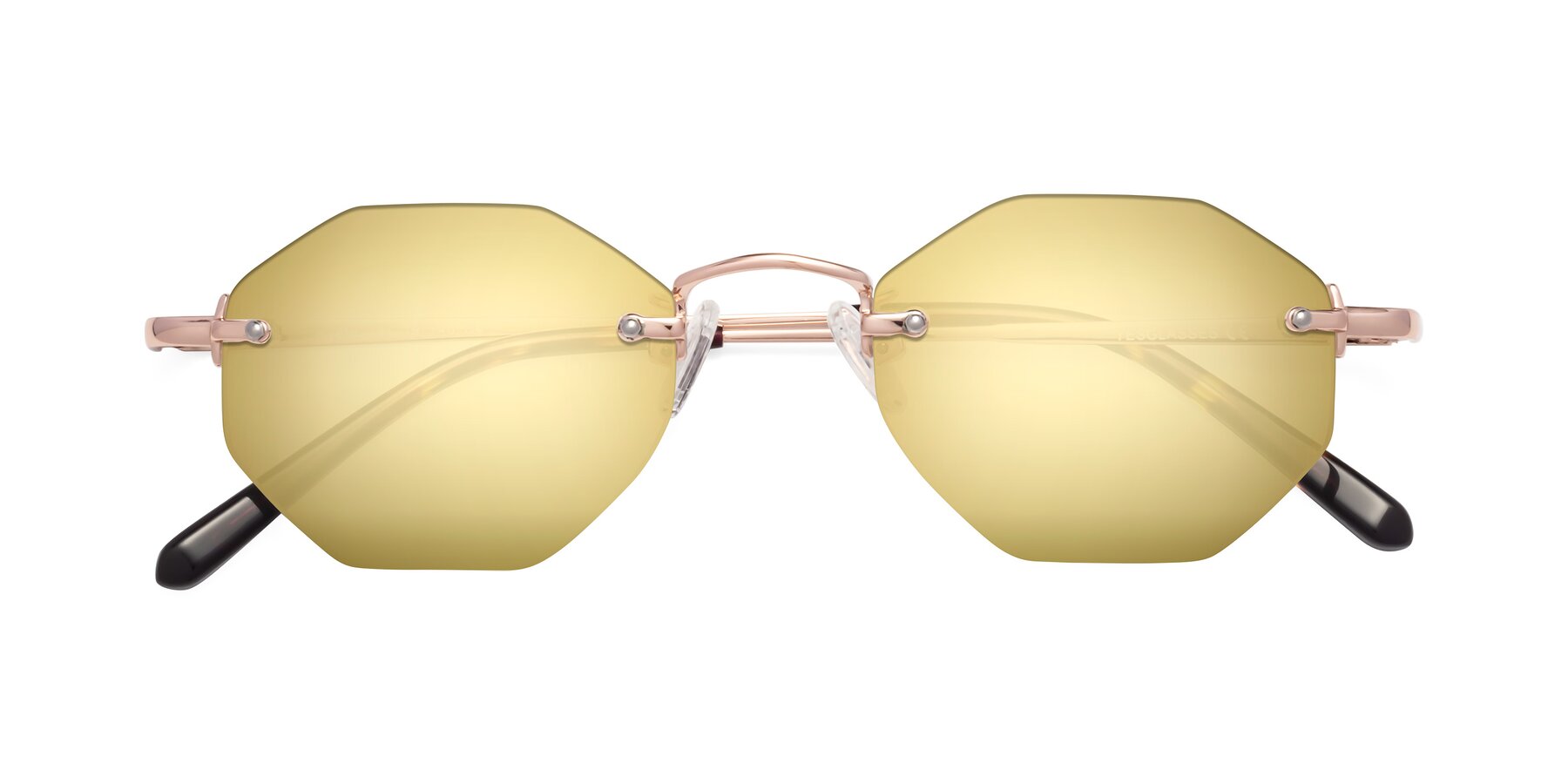 Folded Front of Ayele in Rose Gold with Gold Mirrored Lenses