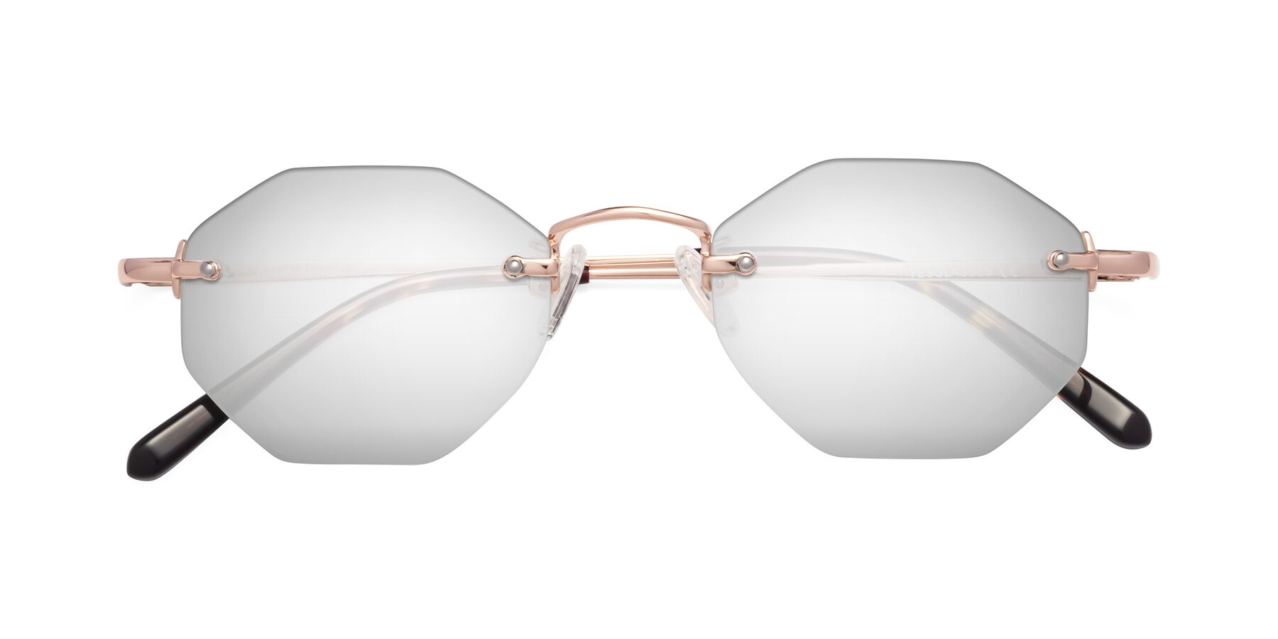 Folded Front of Ayele in Rose Gold with Silver Mirrored Lenses