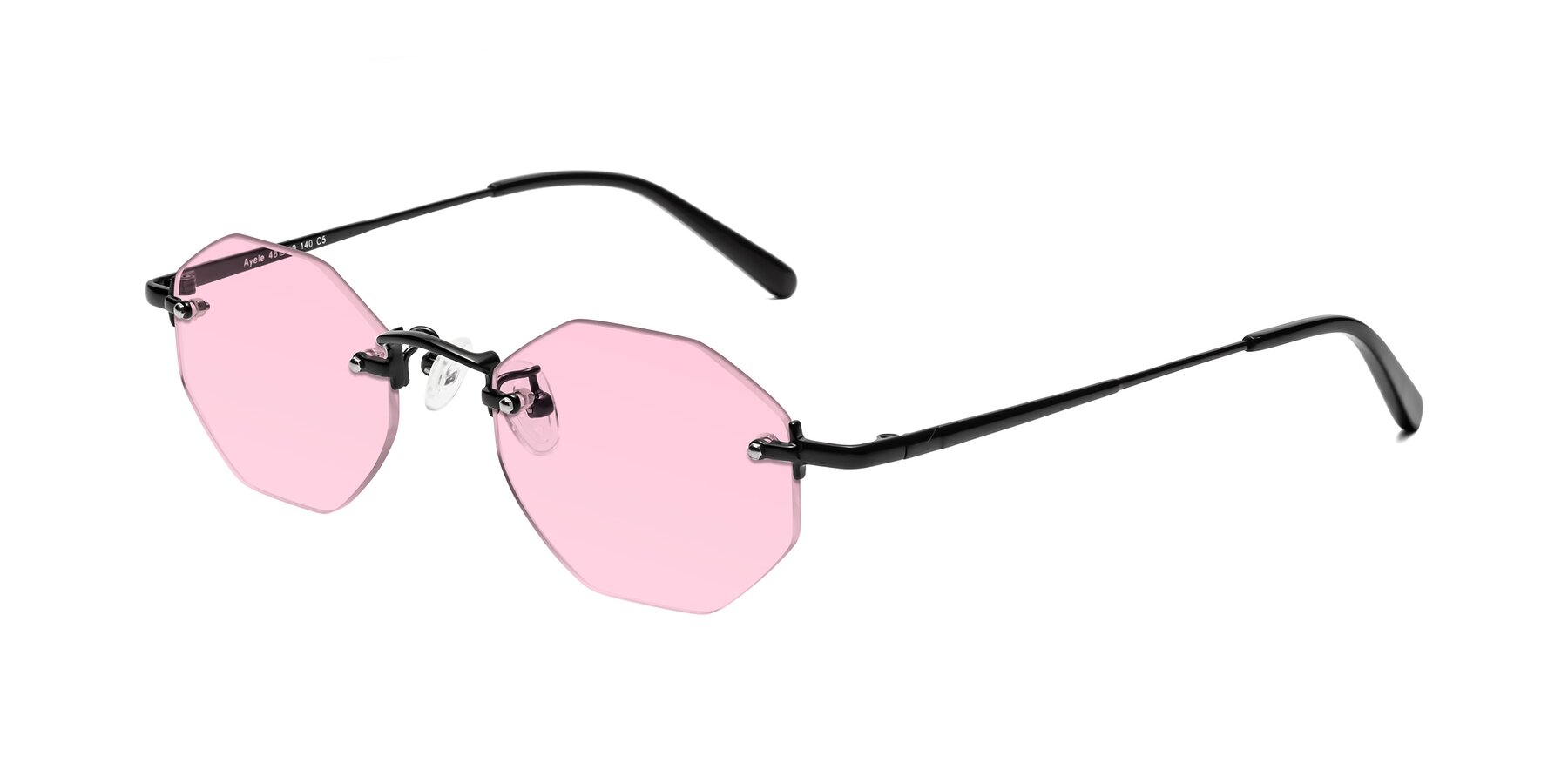 Angle of Ayele in Black with Light Pink Tinted Lenses