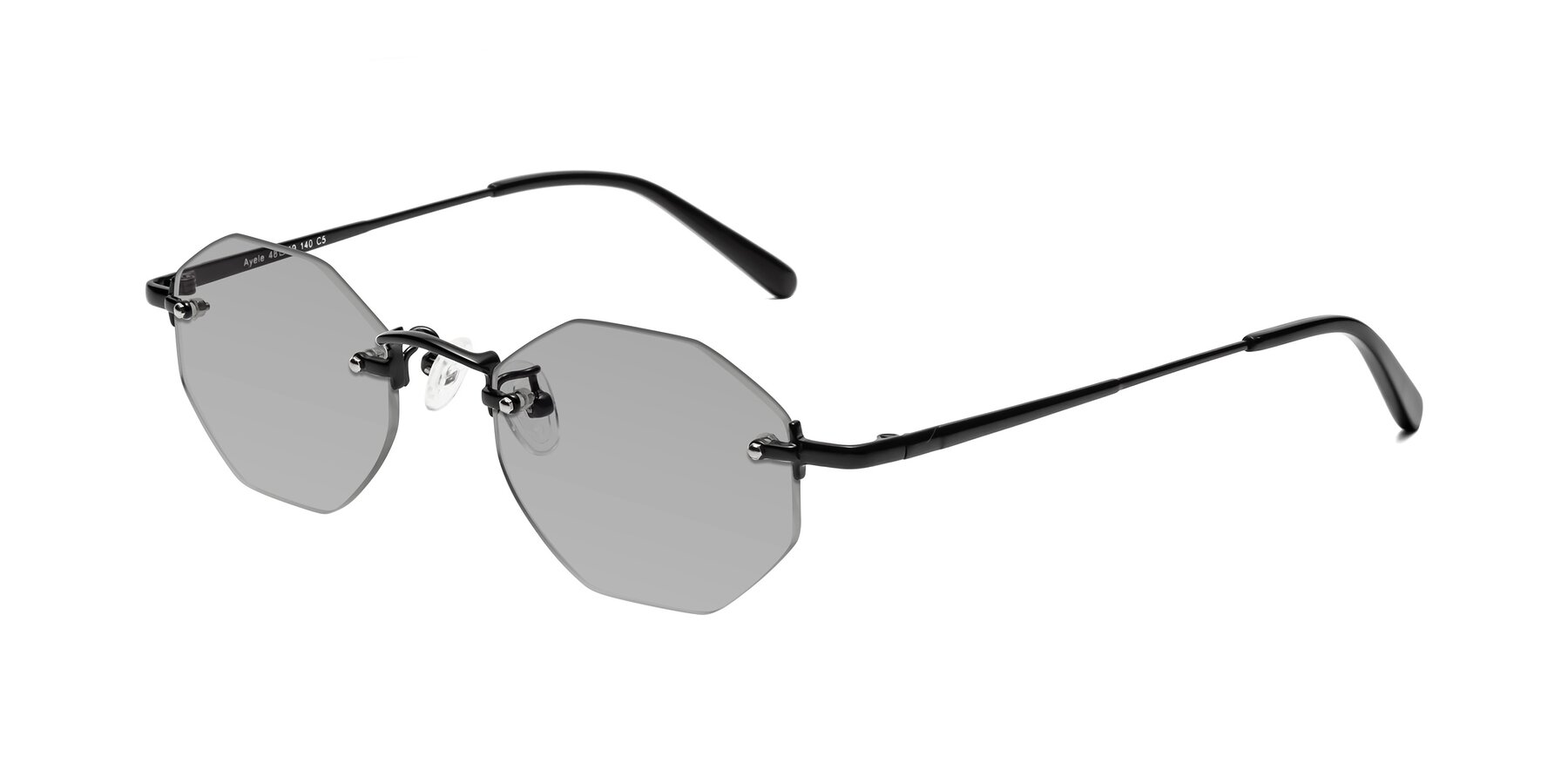 Angle of Ayele in Black with Light Gray Tinted Lenses
