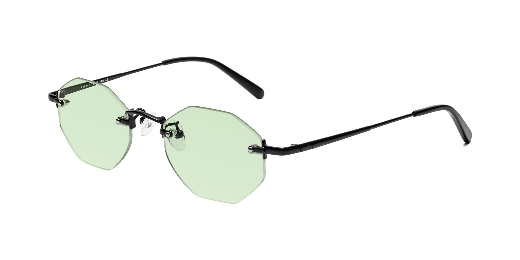 Angle of Ayele in Black with Light Green Tinted Lenses