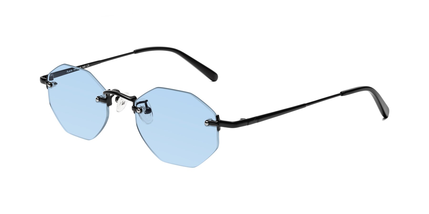 Angle of Ayele in Black with Light Blue Tinted Lenses