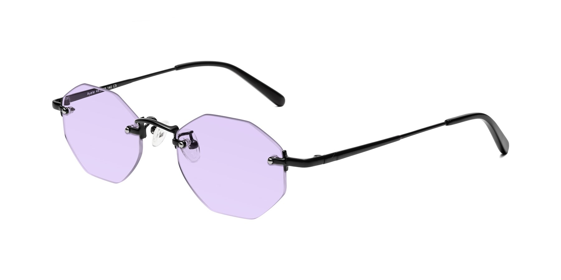 Angle of Ayele in Black with Light Purple Tinted Lenses