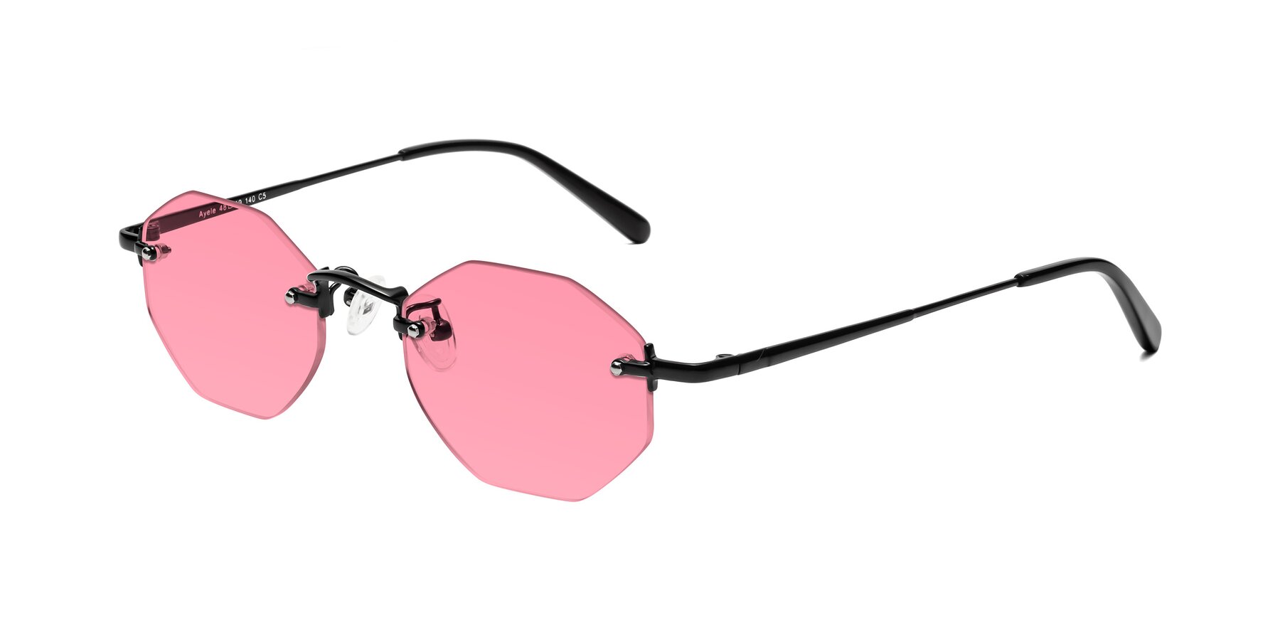 Angle of Ayele in Black with Pink Tinted Lenses