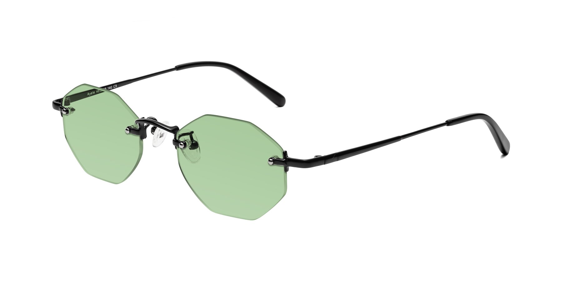 Angle of Ayele in Black with Medium Green Tinted Lenses