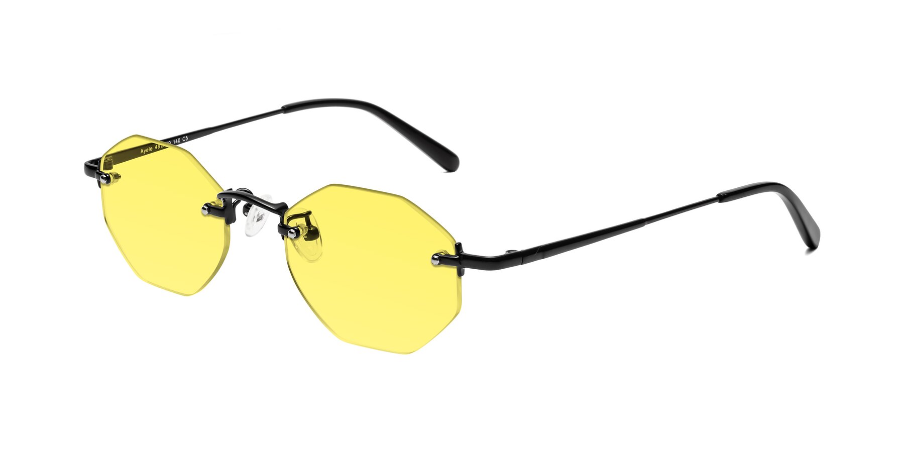 Angle of Ayele in Black with Medium Yellow Tinted Lenses
