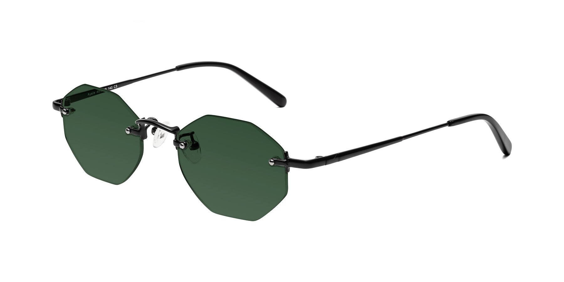 Angle of Ayele in Black with Green Tinted Lenses