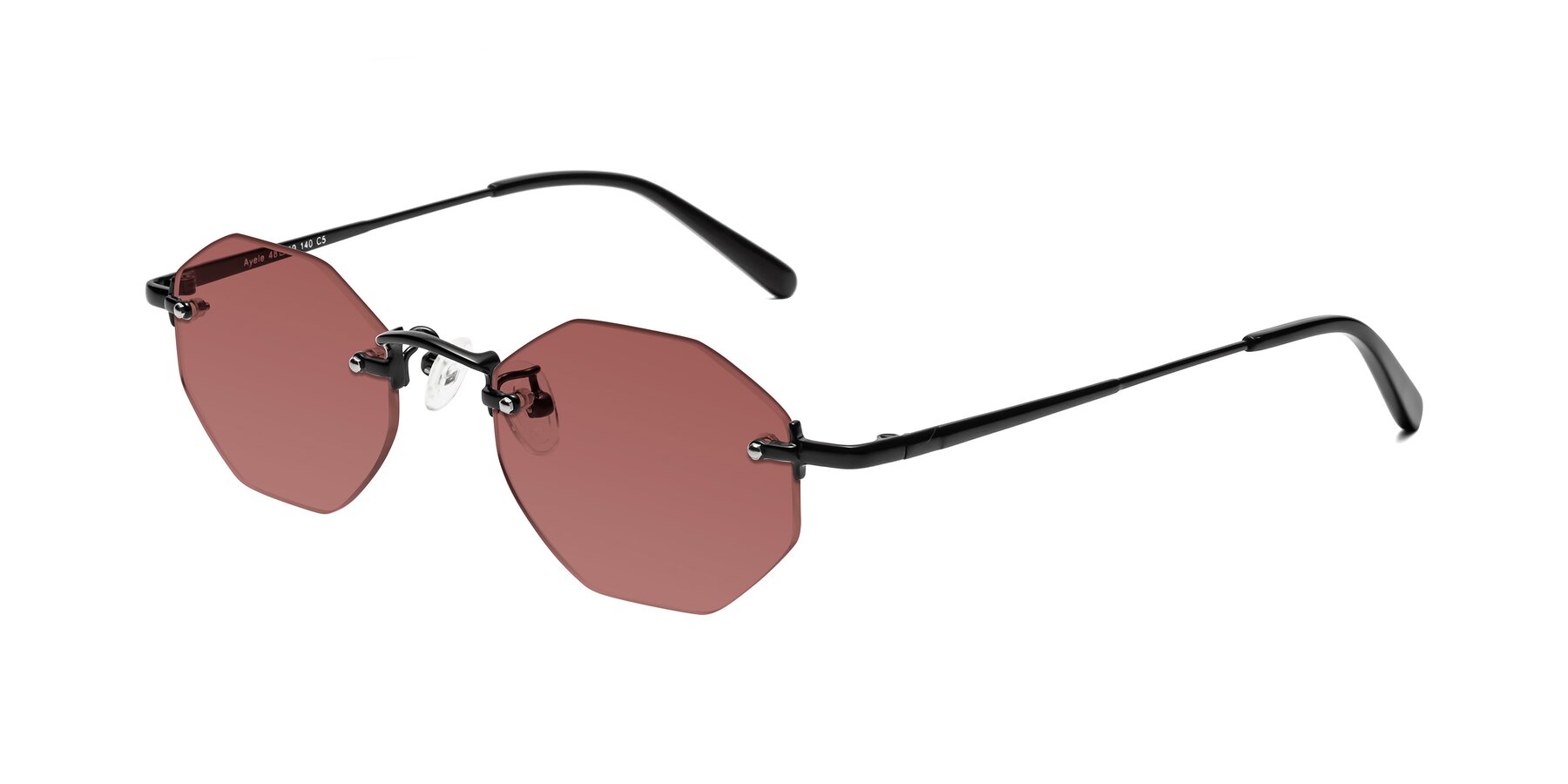 Angle of Ayele in Black with Garnet Tinted Lenses