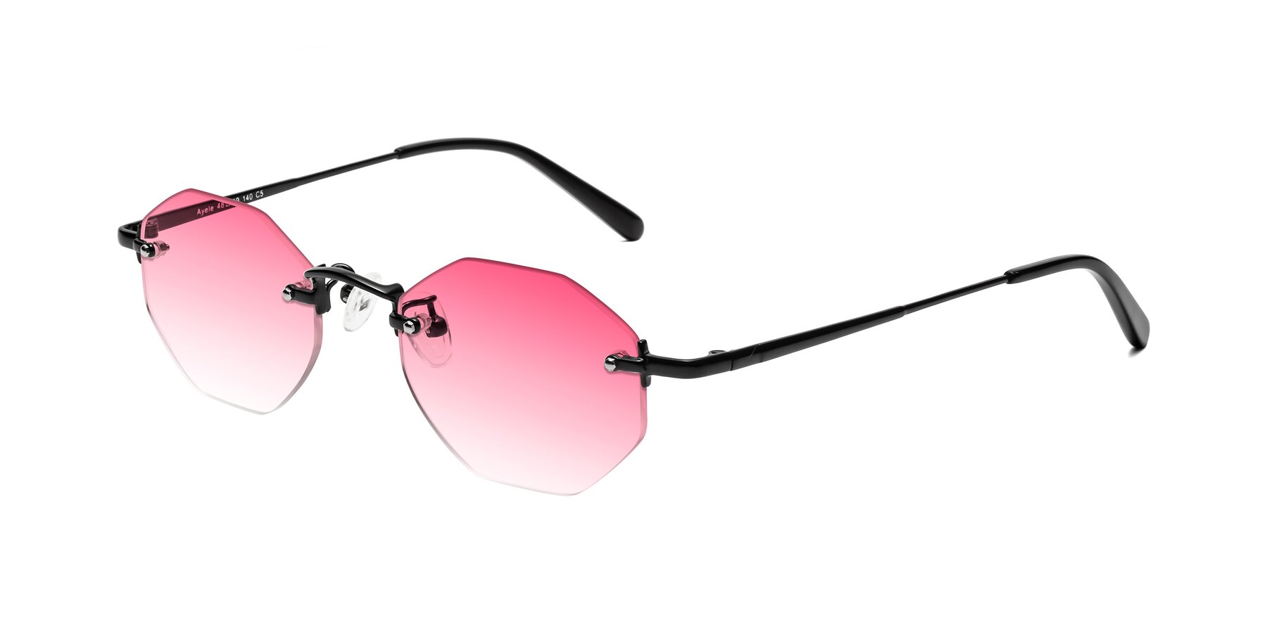 Angle of Ayele in Black with Pink Gradient Lenses