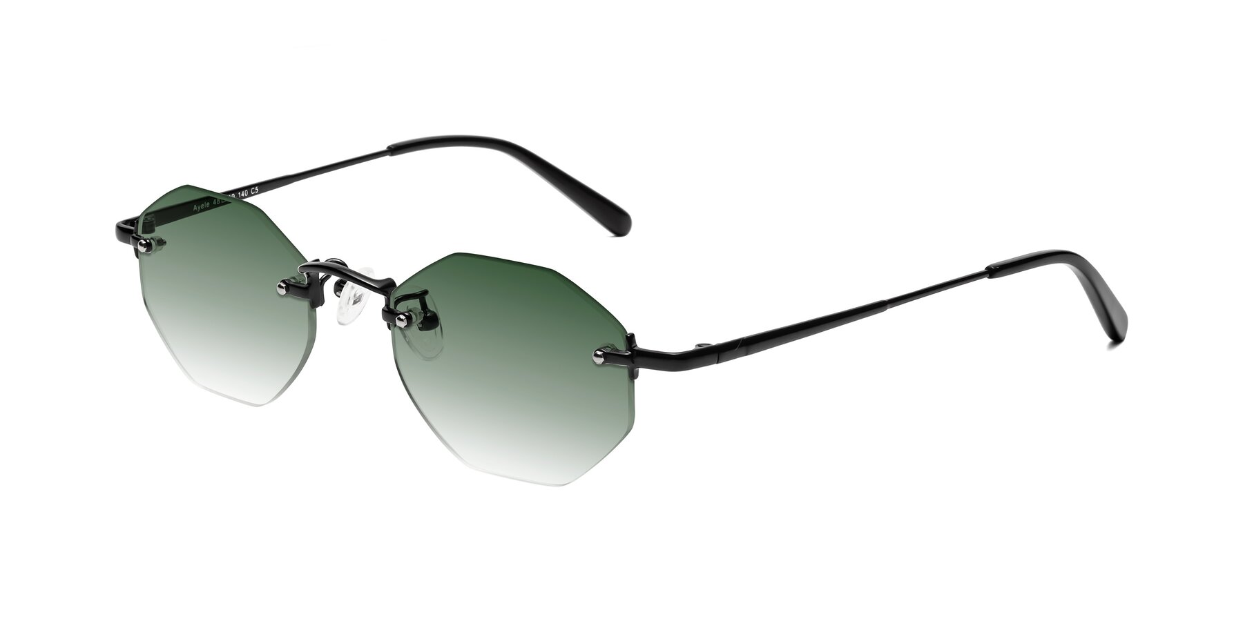 Angle of Ayele in Black with Green Gradient Lenses