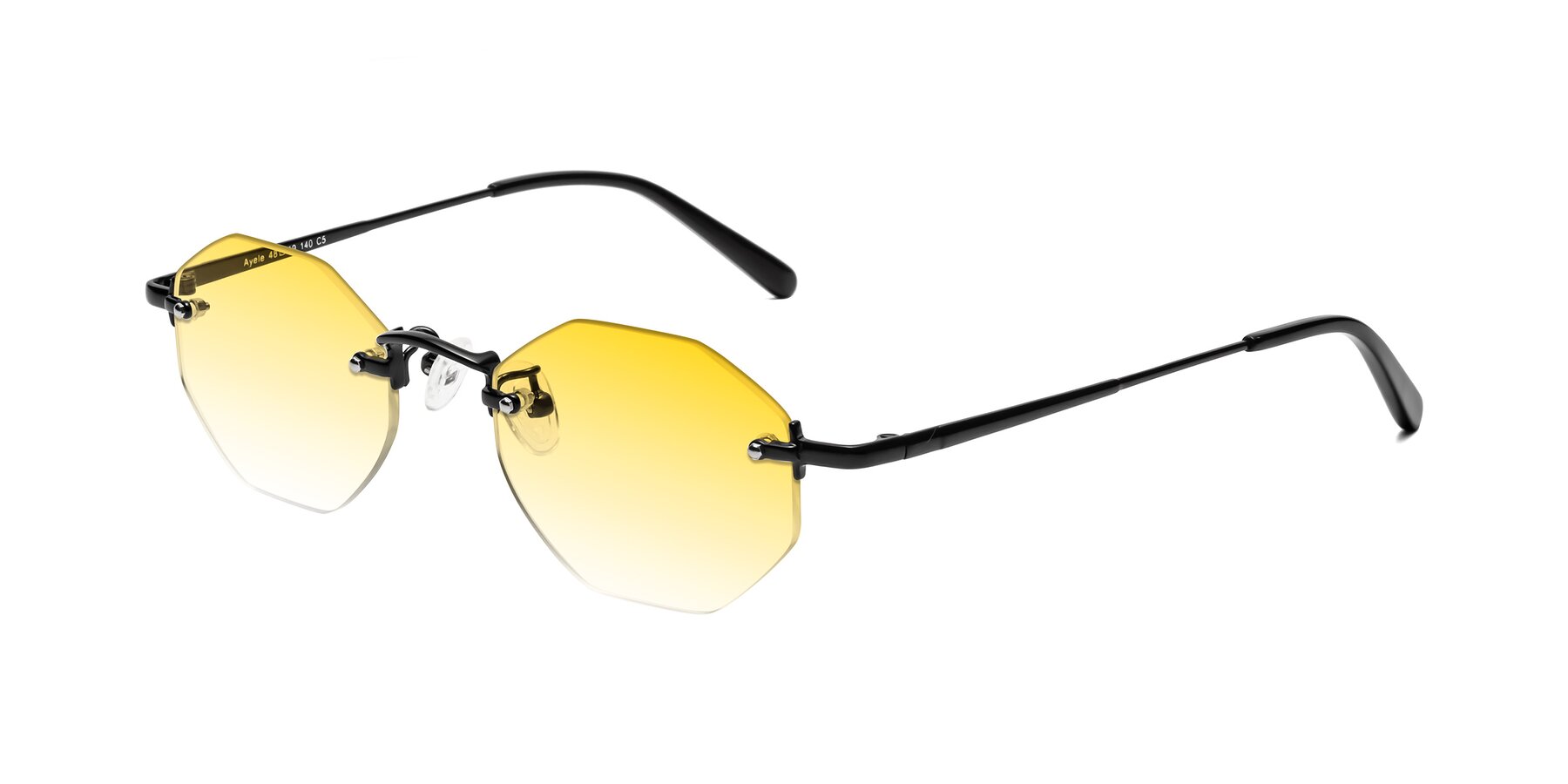 Angle of Ayele in Black with Yellow Gradient Lenses