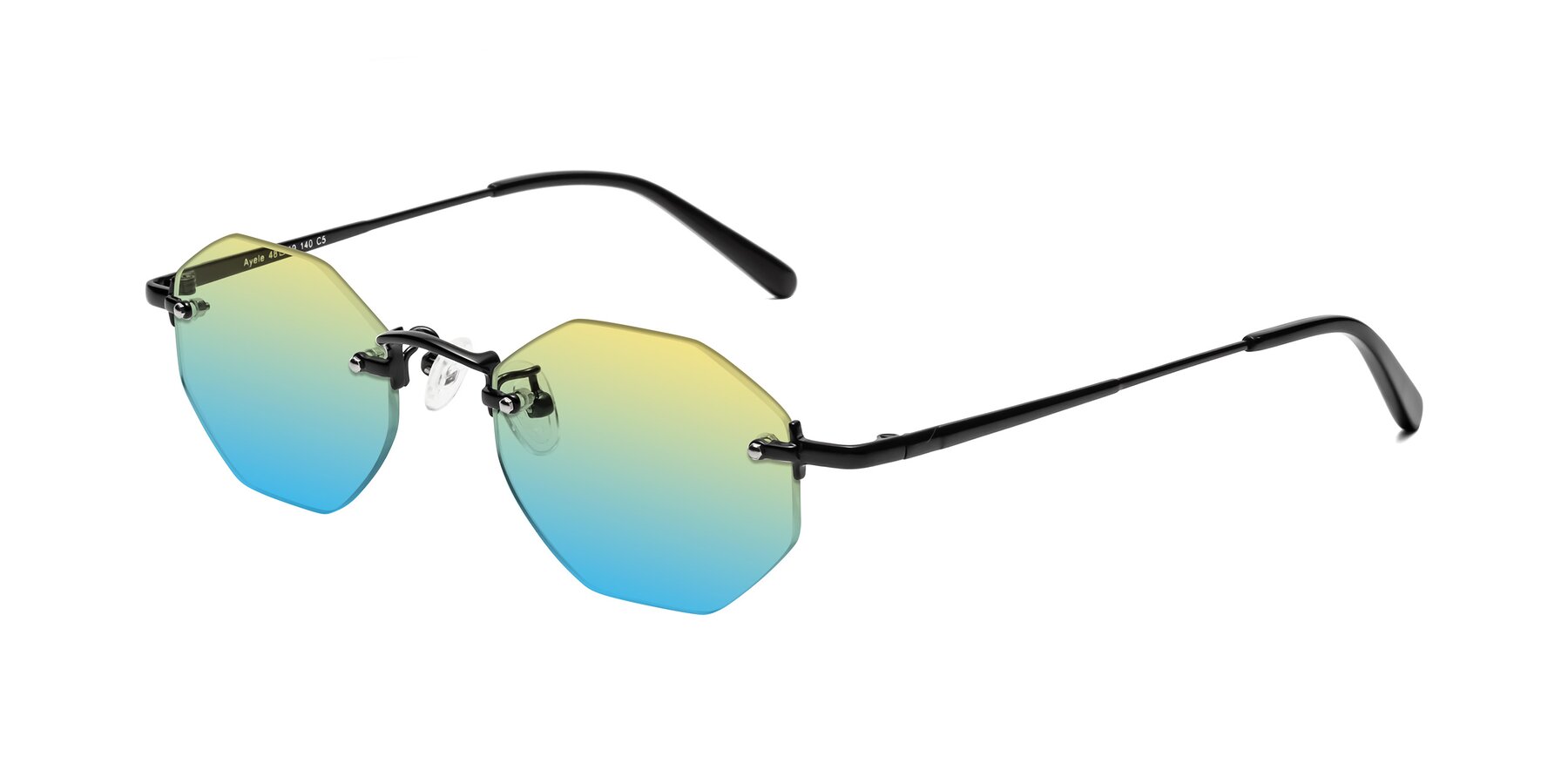 Angle of Ayele in Black with Yellow / Blue Gradient Lenses