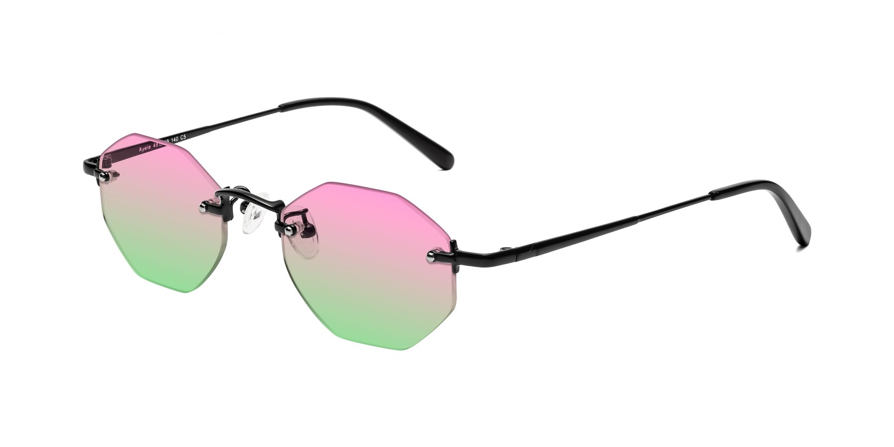 Angle of Ayele in Black with Pink / Green Gradient Lenses