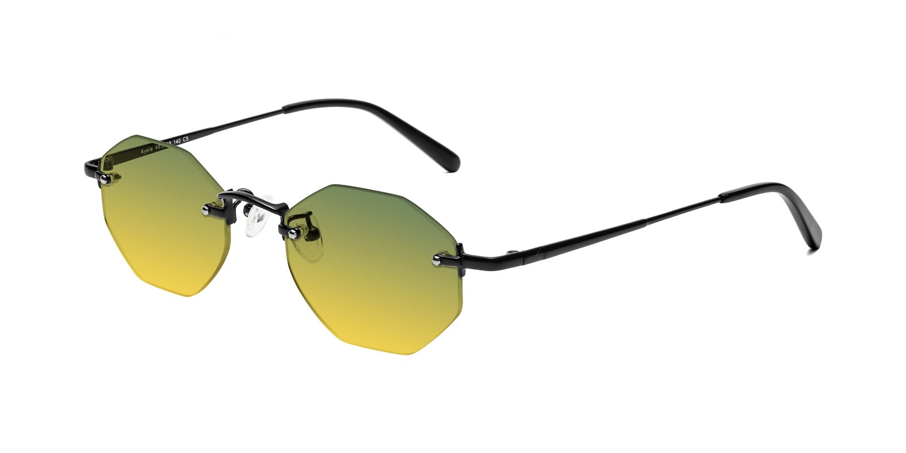 Angle of Ayele in Black with Green / Yellow Gradient Lenses
