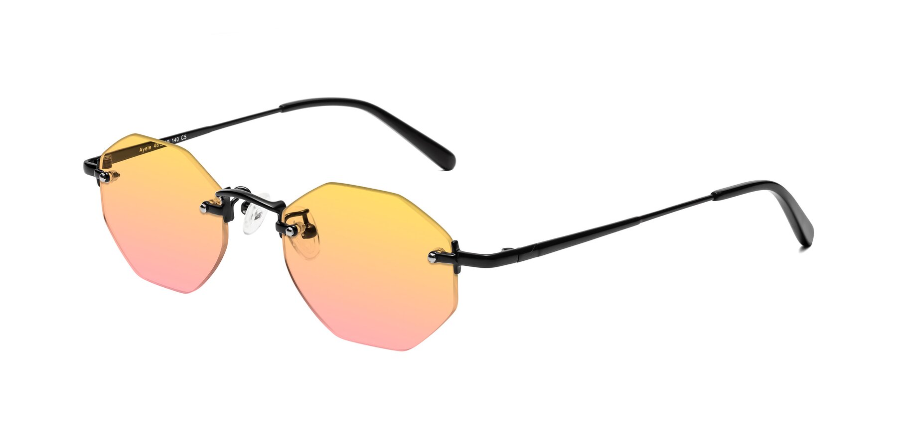 Angle of Ayele in Black with Yellow / Pink Gradient Lenses
