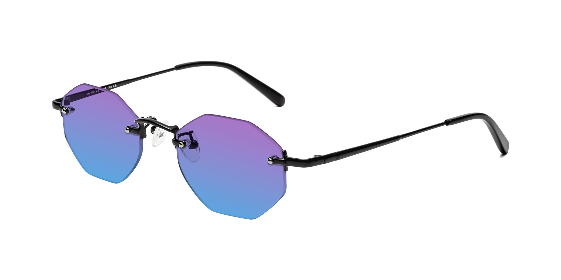 Angle of Ayele in Black with Purple / Blue Gradient Lenses
