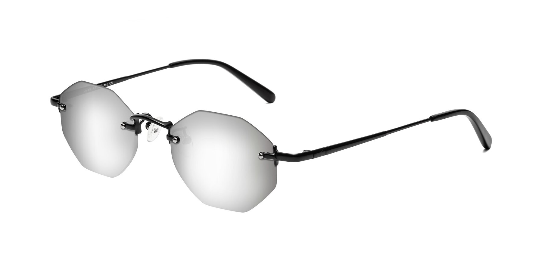 Angle of Ayele in Black with Silver Mirrored Lenses