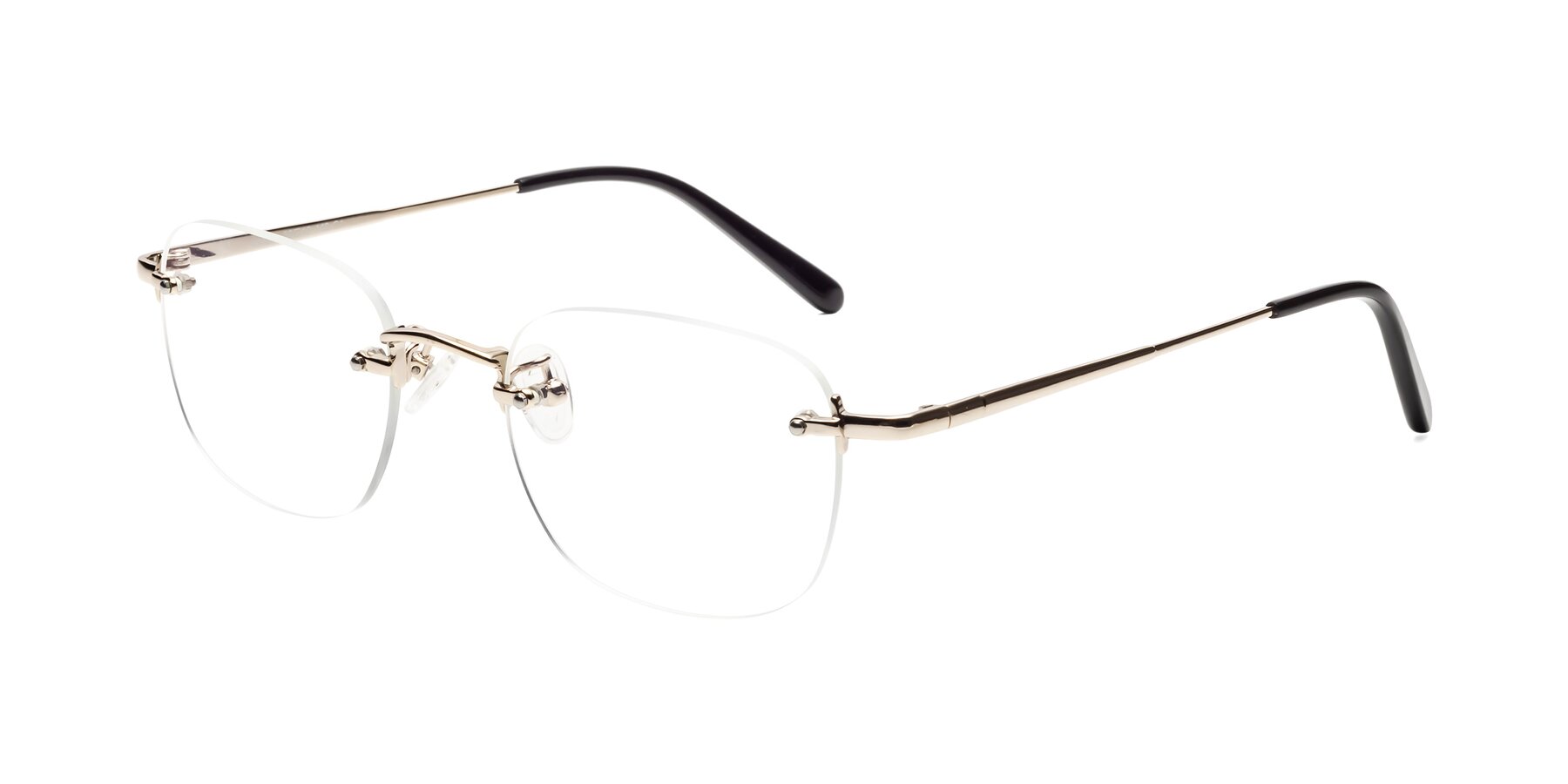 Angle of Leslie in Light Gold with Clear Eyeglass Lenses