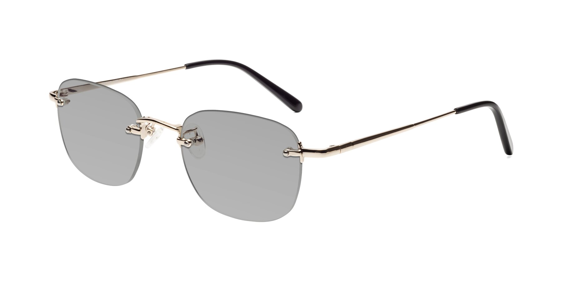 Angle of Leslie in Light Gold with Light Gray Tinted Lenses