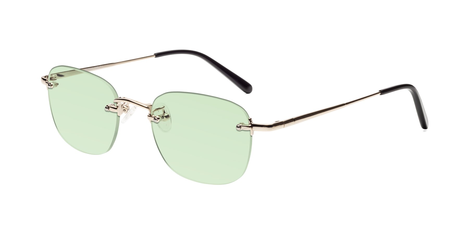 Angle of Leslie in Light Gold with Light Green Tinted Lenses