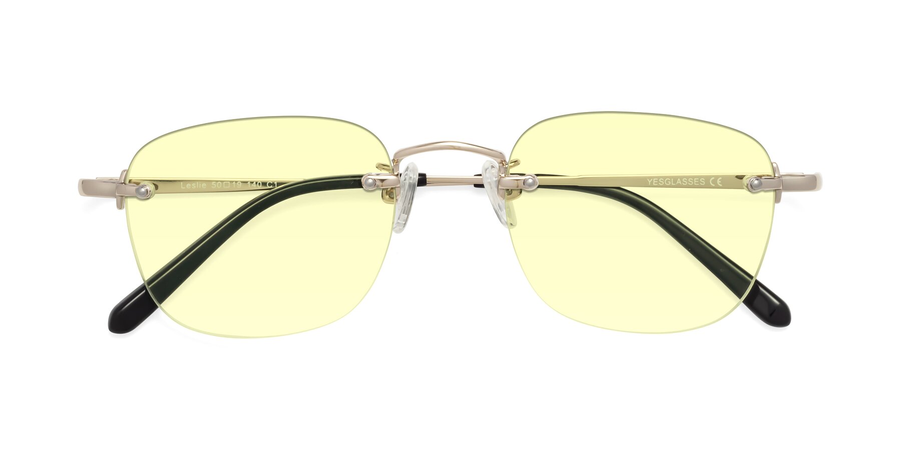 Folded Front of Leslie in Light Gold with Light Yellow Tinted Lenses