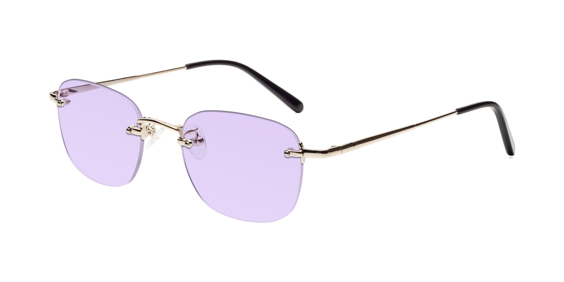 Angle of Leslie in Light Gold with Light Purple Tinted Lenses