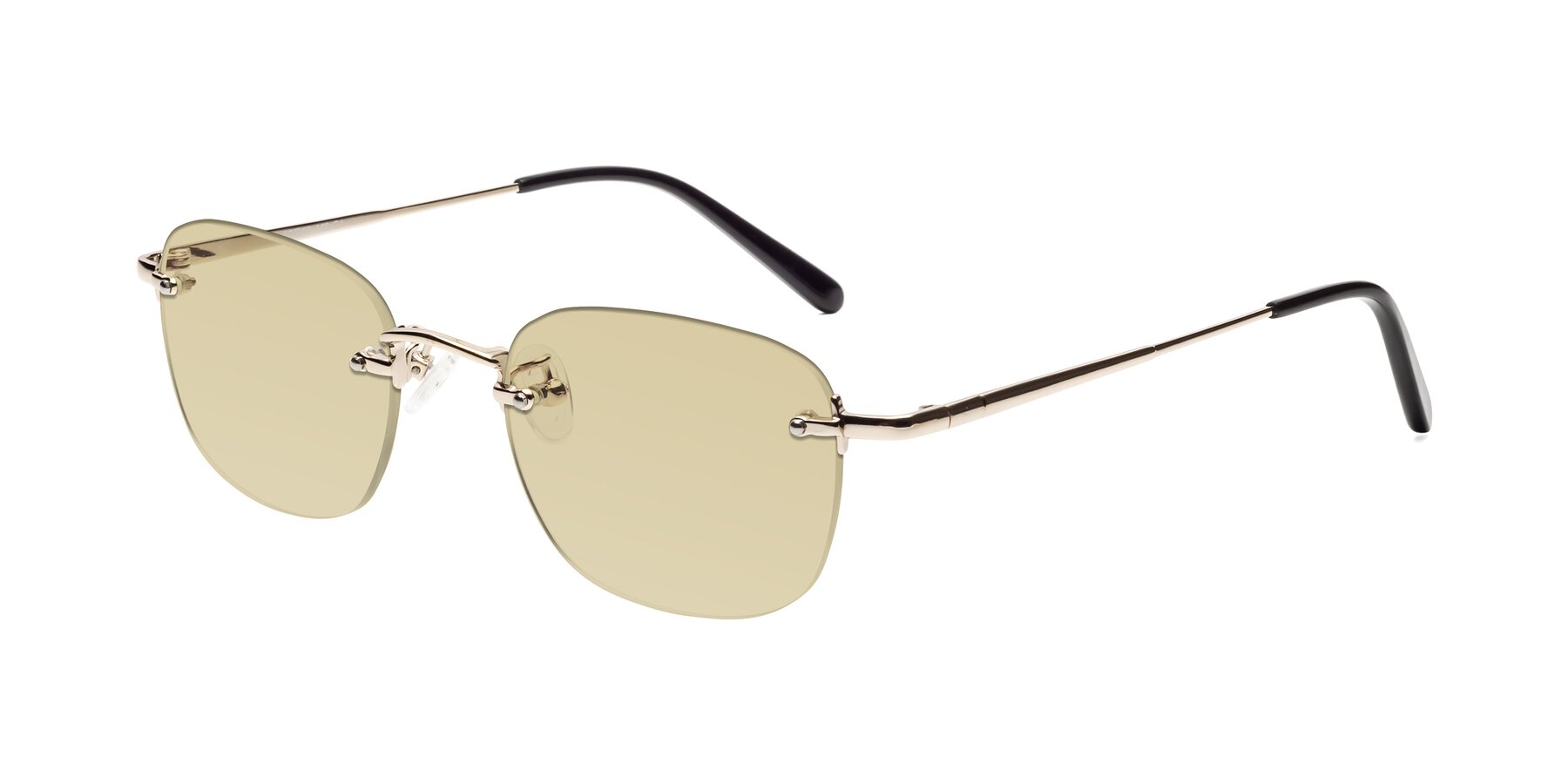 Angle of Leslie in Light Gold with Light Champagne Tinted Lenses