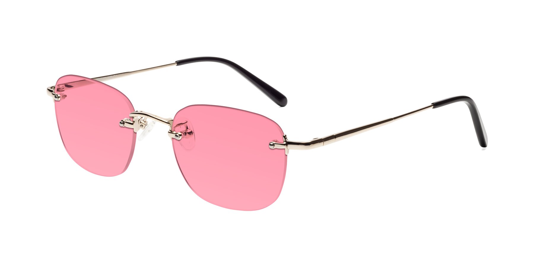 Angle of Leslie in Light Gold with Pink Tinted Lenses