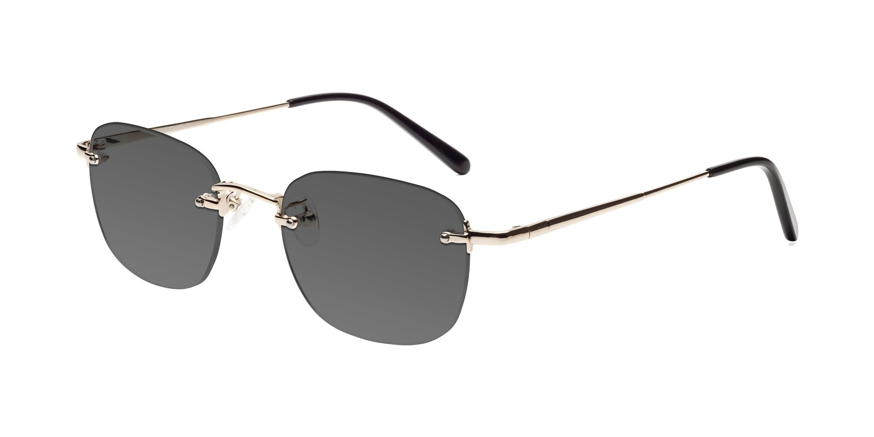 Angle of Leslie in Light Gold with Medium Gray Tinted Lenses