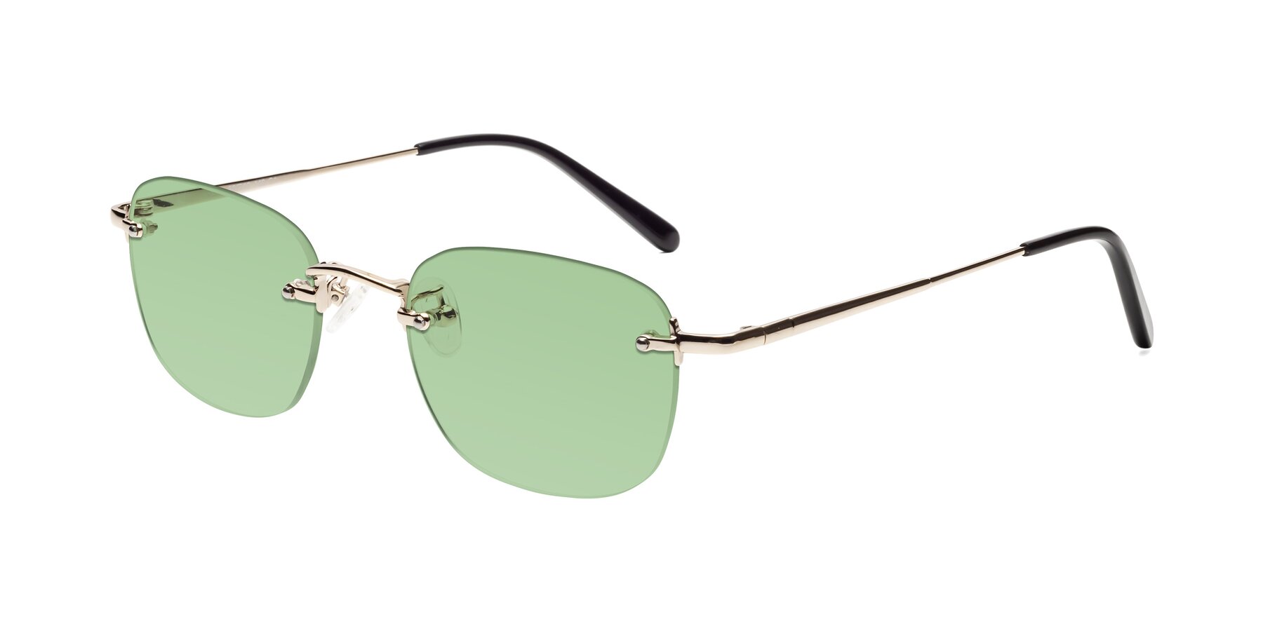 Angle of Leslie in Light Gold with Medium Green Tinted Lenses