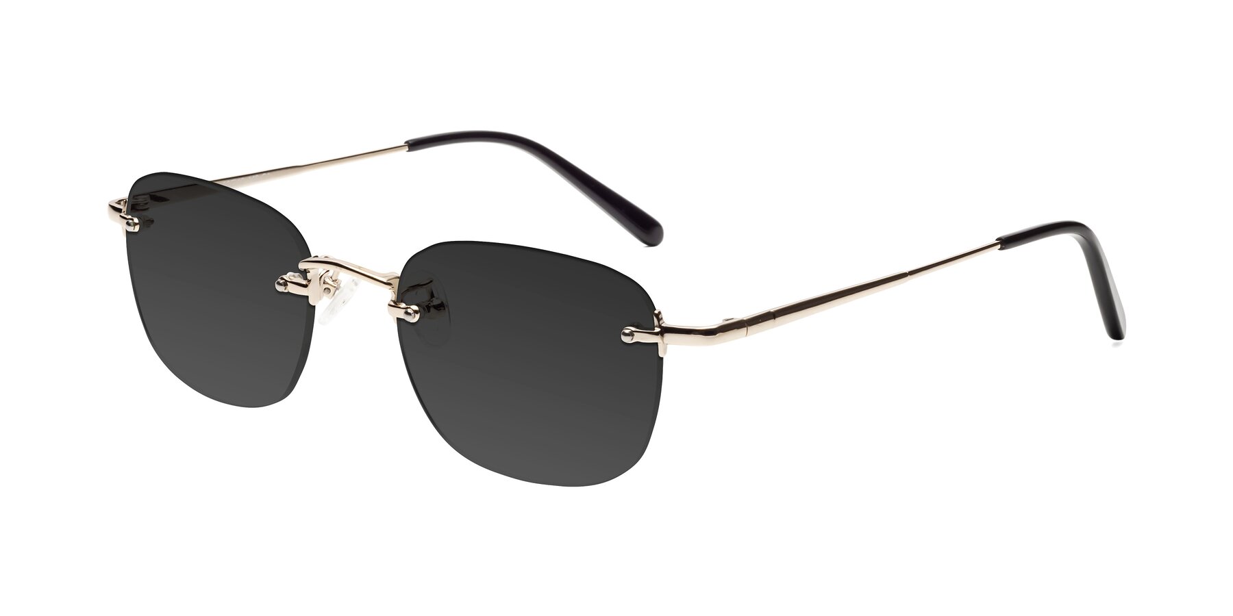 Angle of Leslie in Light Gold with Gray Tinted Lenses