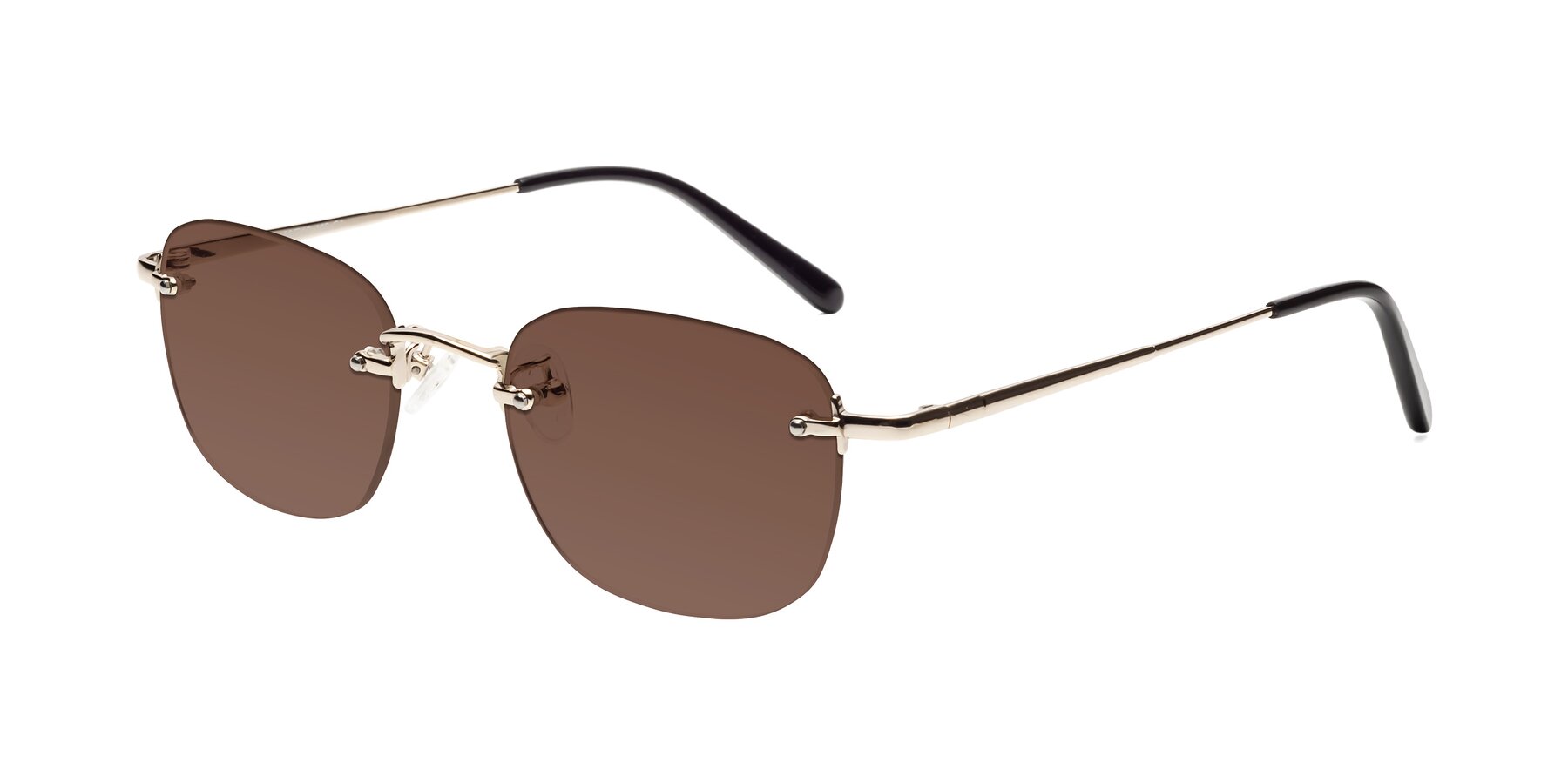 Angle of Leslie in Light Gold with Brown Tinted Lenses