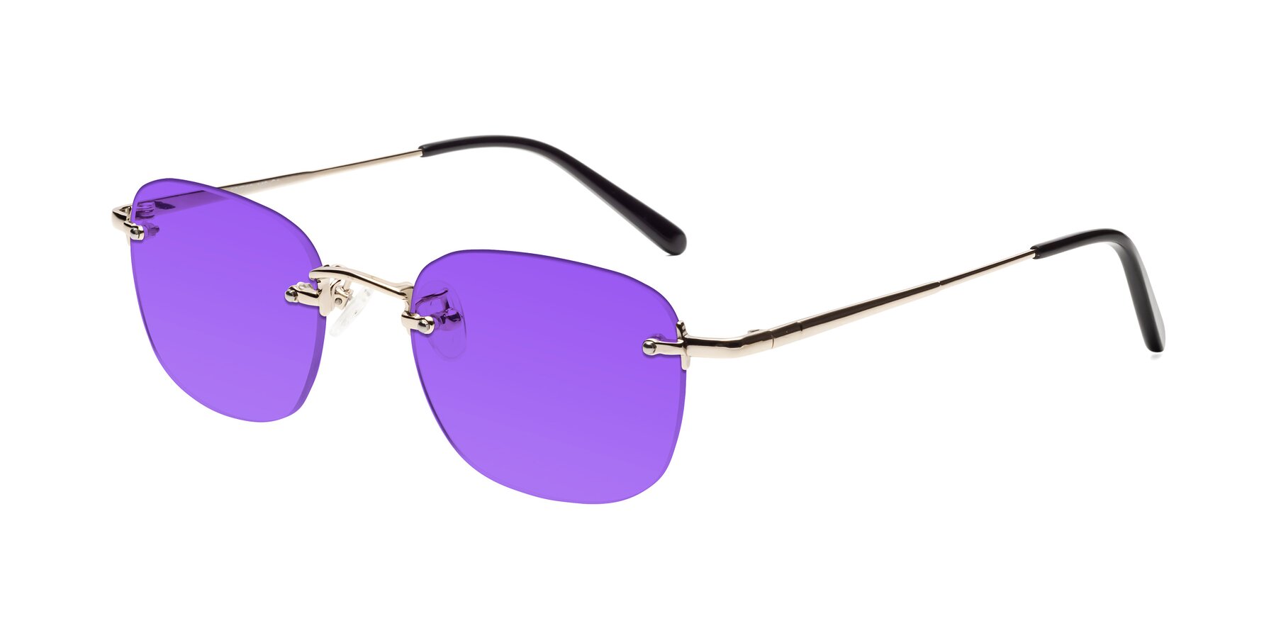 Angle of Leslie in Light Gold with Purple Tinted Lenses