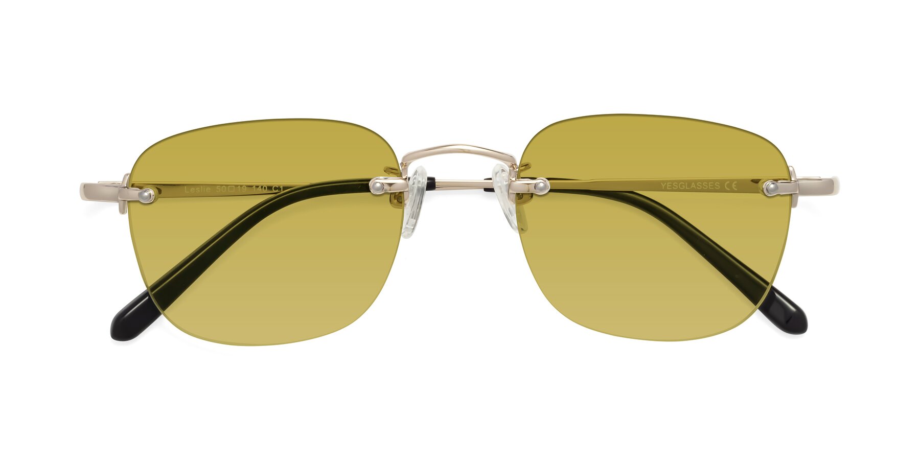 Folded Front of Leslie in Gold with Champagne Tinted Lenses