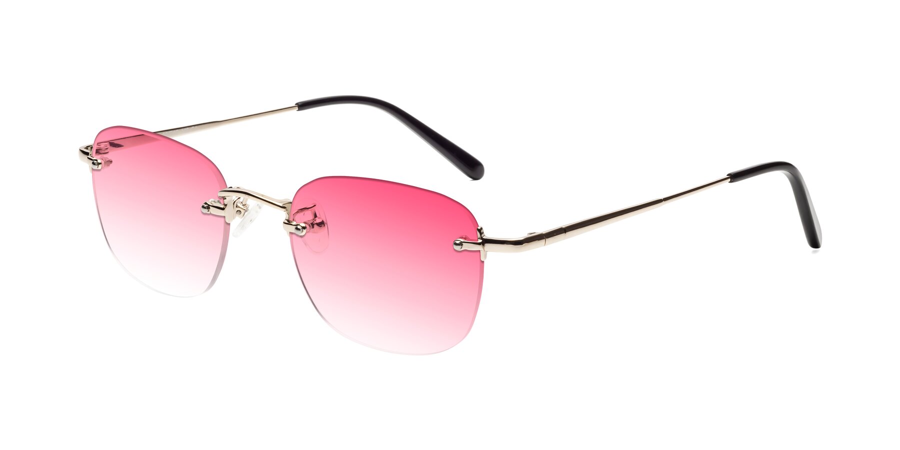 Angle of Leslie in Light Gold with Pink Gradient Lenses