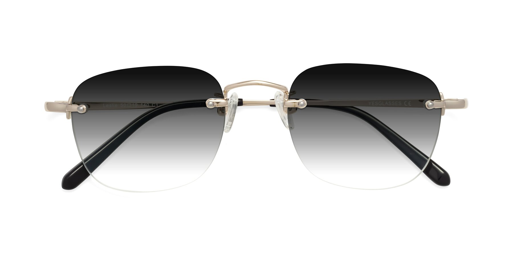 Folded Front of Leslie in Light Gold with Gray Gradient Lenses