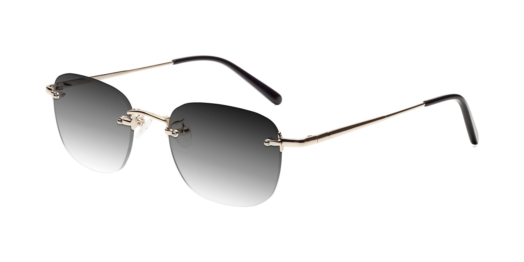 Angle of Leslie in Light Gold with Gray Gradient Lenses