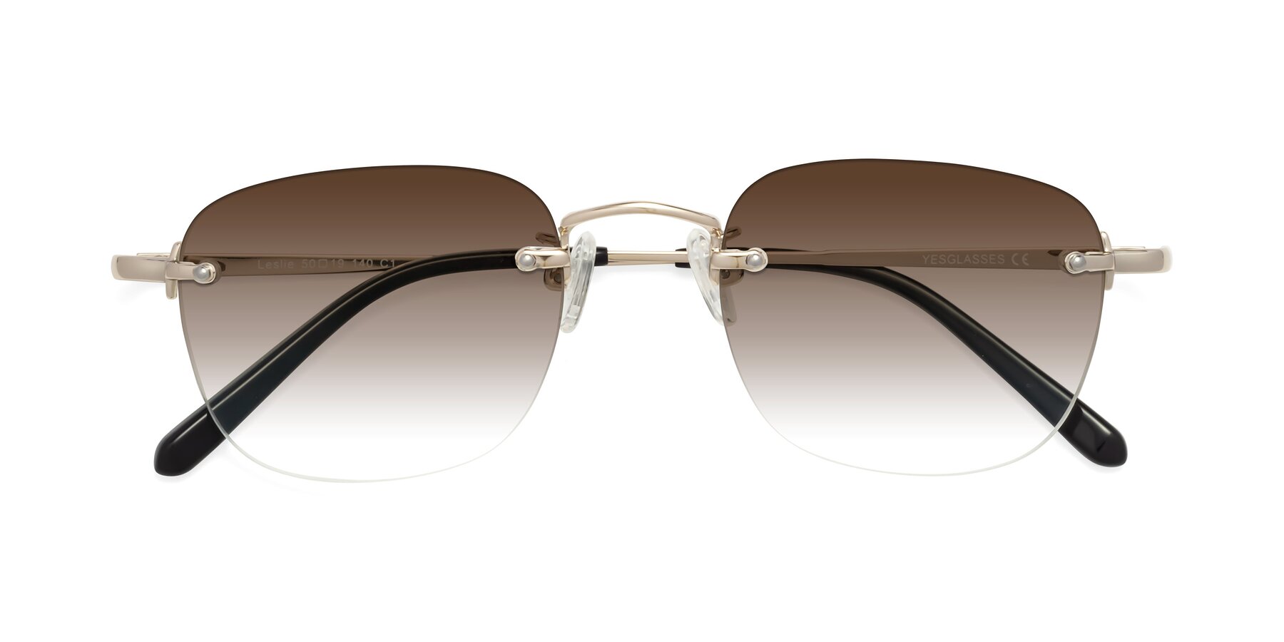Folded Front of Leslie in Light Gold with Brown Gradient Lenses