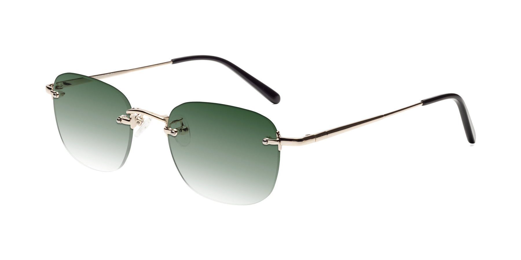 Angle of Leslie in Light Gold with Green Gradient Lenses