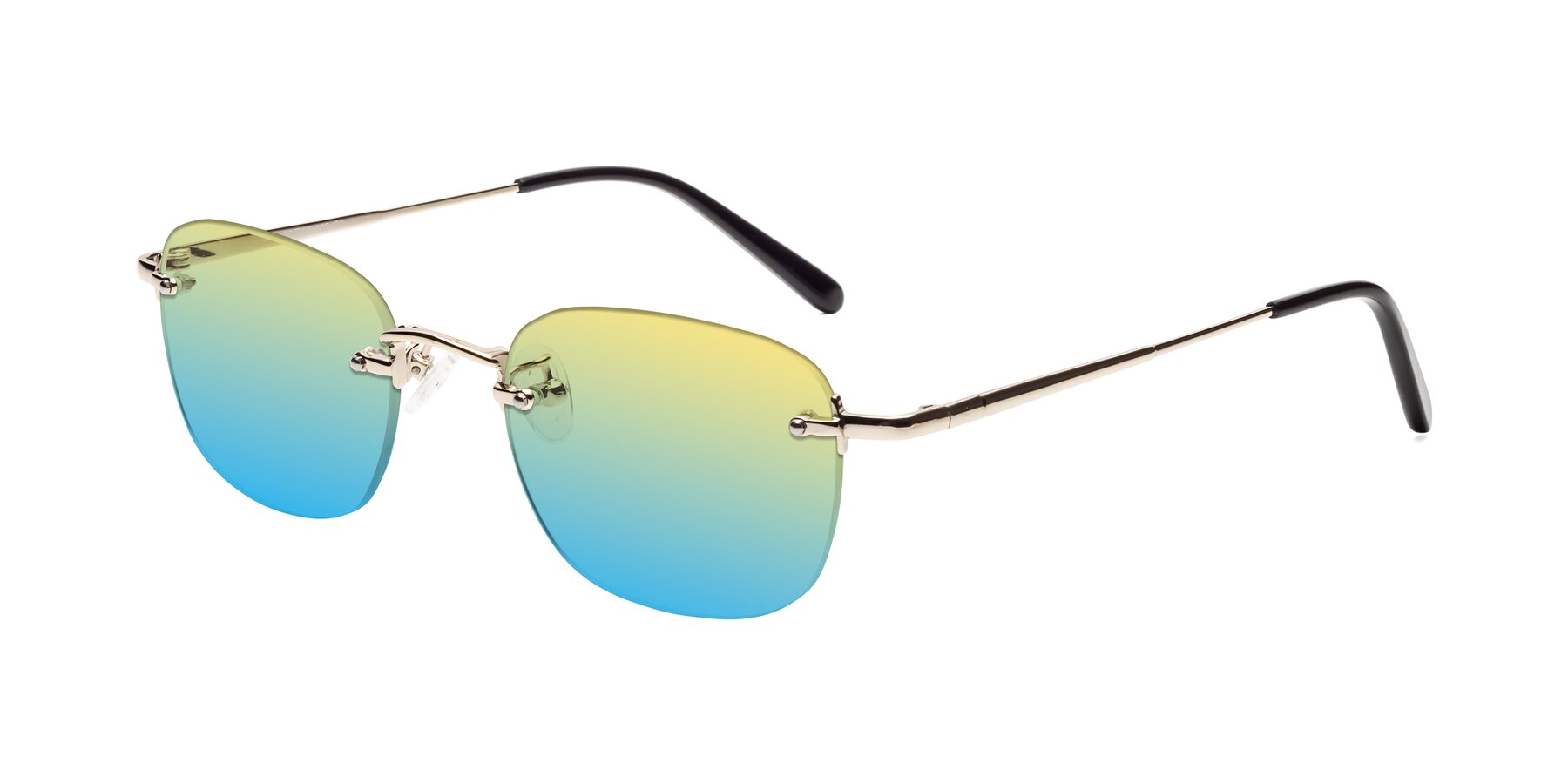 Angle of Leslie in Gold with Yellow / Blue Gradient Lenses