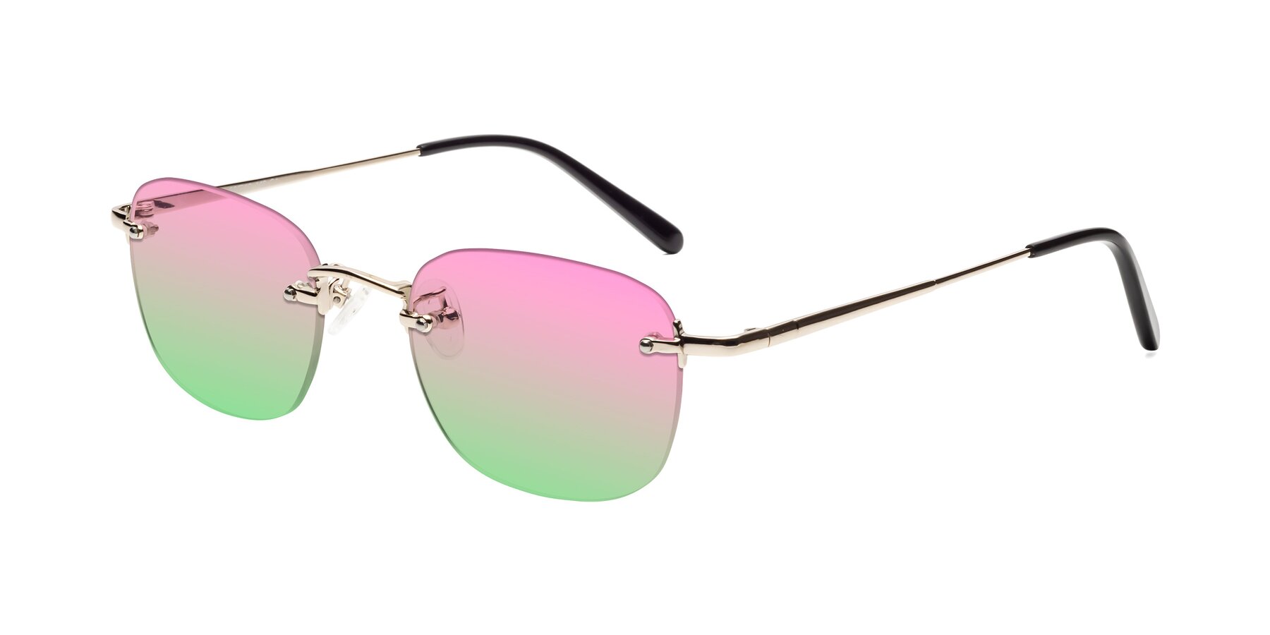 Angle of Leslie in Light Gold with Pink / Green Gradient Lenses