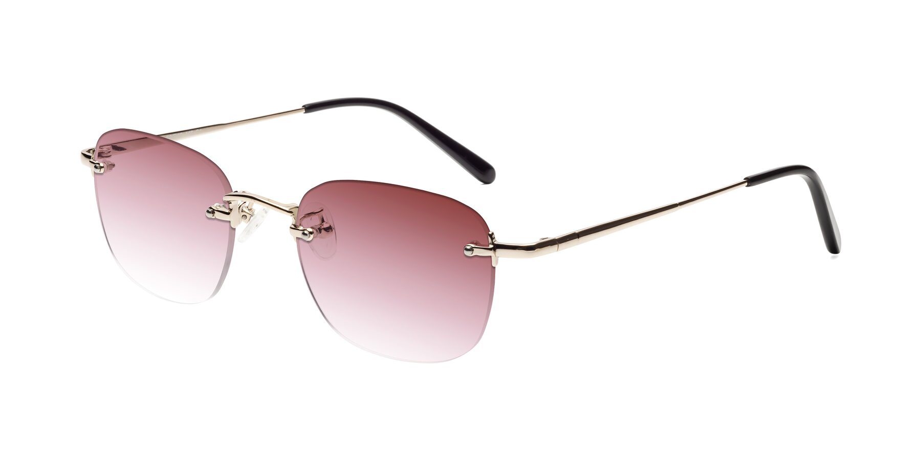 Angle of Leslie in Light Gold with Garnet Gradient Lenses