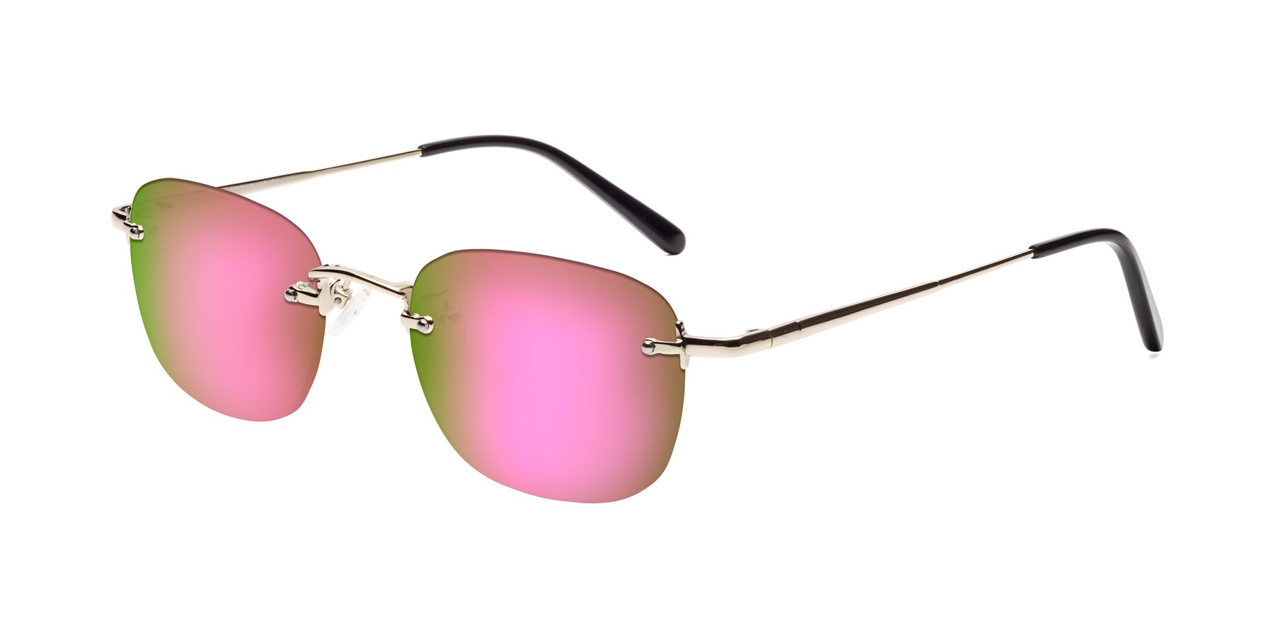 Angle of Leslie in Light Gold with Pink Mirrored Lenses