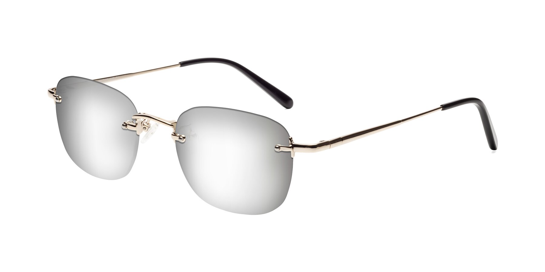 Angle of Leslie in Light Gold with Silver Mirrored Lenses