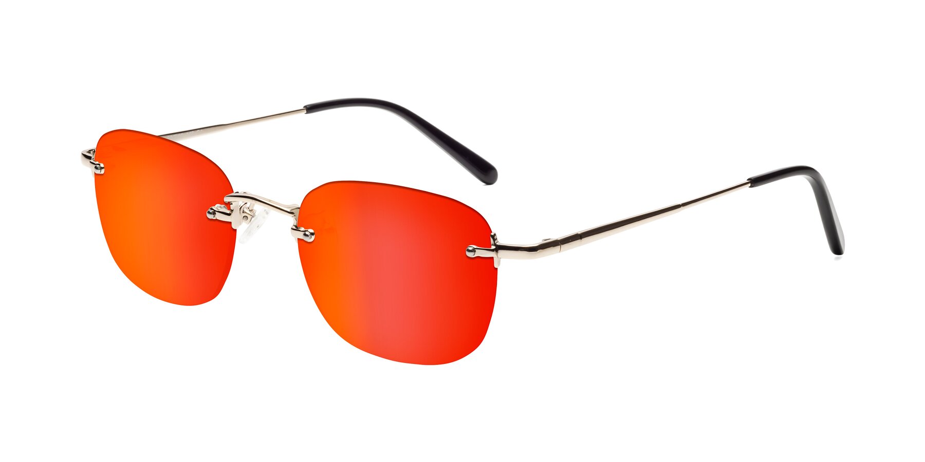 Angle of Leslie in Light Gold with Red Gold Mirrored Lenses