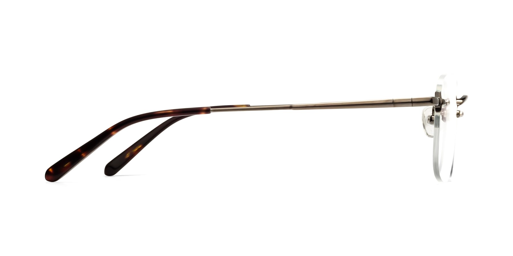 Side of Leslie in Gunmetal with Clear Eyeglass Lenses